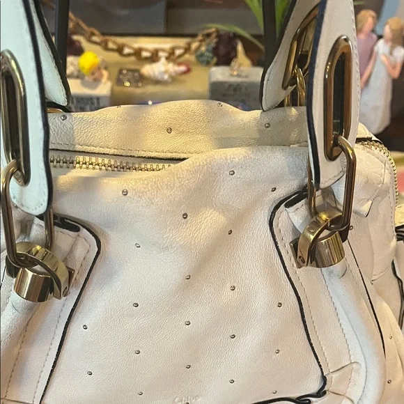 Chloe White Satchel with Gold Accents - Picture 11 of 17